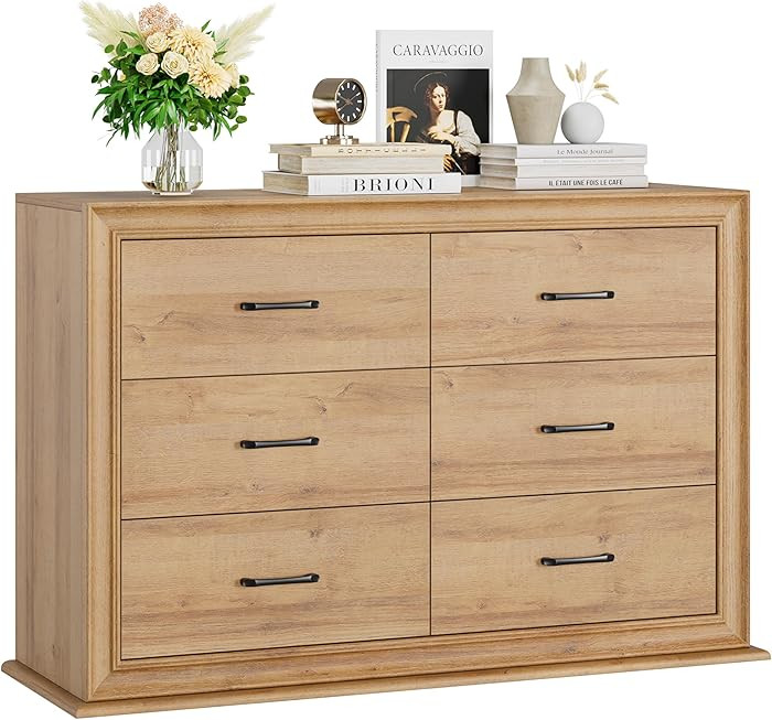HIFIT Farmhouse 6 Drawer Dressers for Bedroom, 47.2" Wide Chest of 6 Drawers, Nursery Dresser for... | Amazon (US)