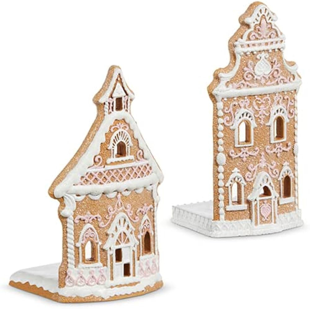 RAZ Imports 2023 Jingle & Cocoa 7.25" White Icing Gingerbread House, Asst of 2 | Amazon (US)