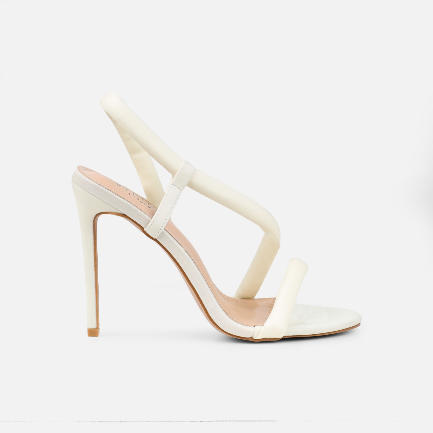 Harli Ecru Lycra Padded Heeled Sandals | Simmi Shoes