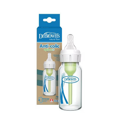 Dr. Brown's 4oz Anti-Colic Options+ Narrow Glass Baby Bottle with Level 1 Slow Flow Nipple - 0m+ | Target