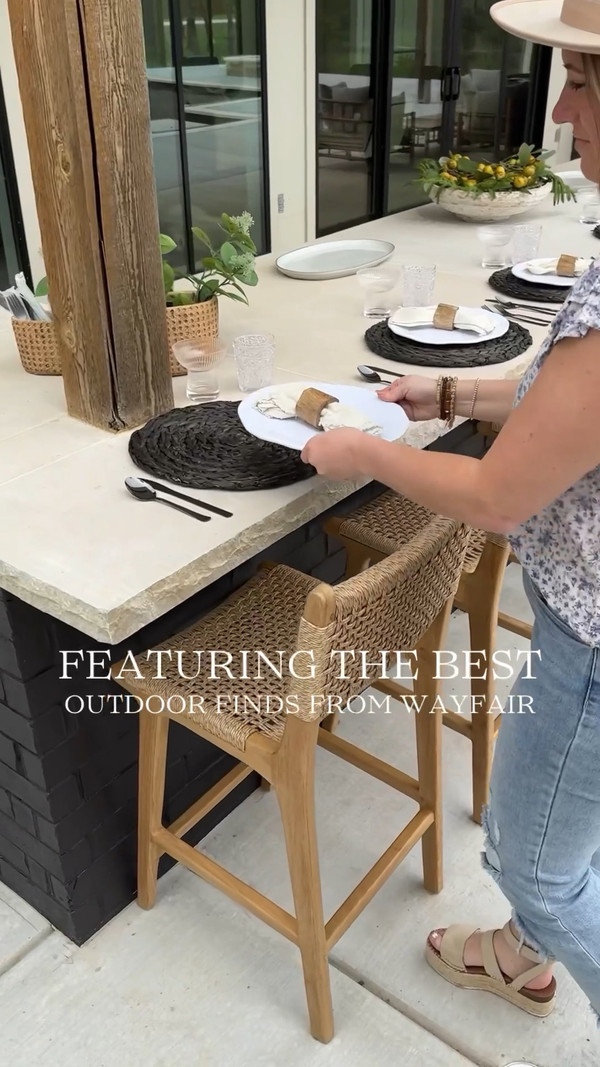 Outdoor kitchen before & after featuring Wayfair items!