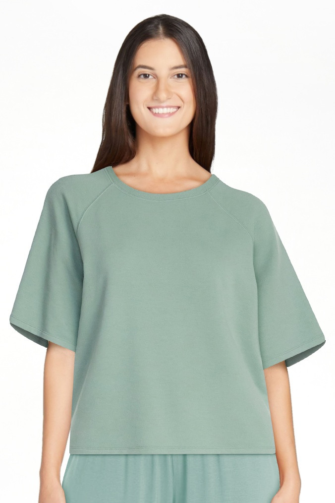 Joyspun Women's French Terry Knit Sleep Top with Short Sleeves, Sizes XS-3X | Walmart (US)