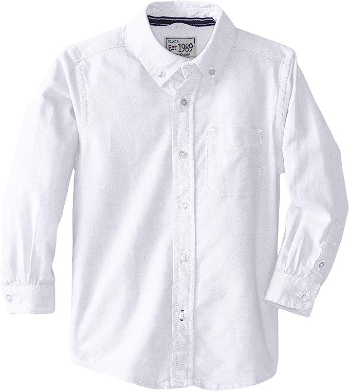 The Children's Place Boys' Toddler Oxford Button Down Shirt, White, 3T | Amazon (US)