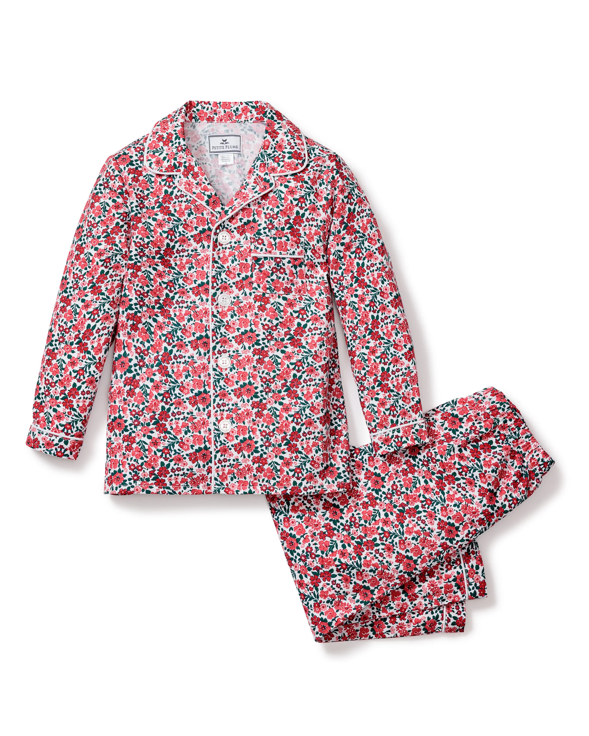 Kid's Twill Pajama Set in Fleurs des Bois | Petite Plume