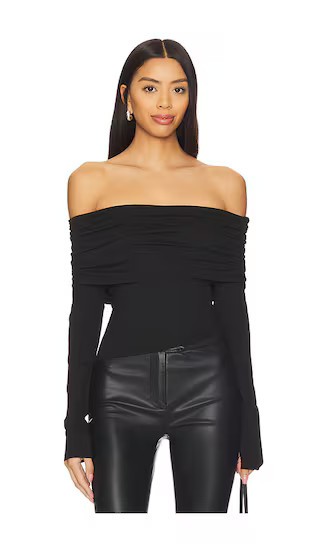 Andrea Off Shoulder Top in Black | Revolve Clothing (Global)