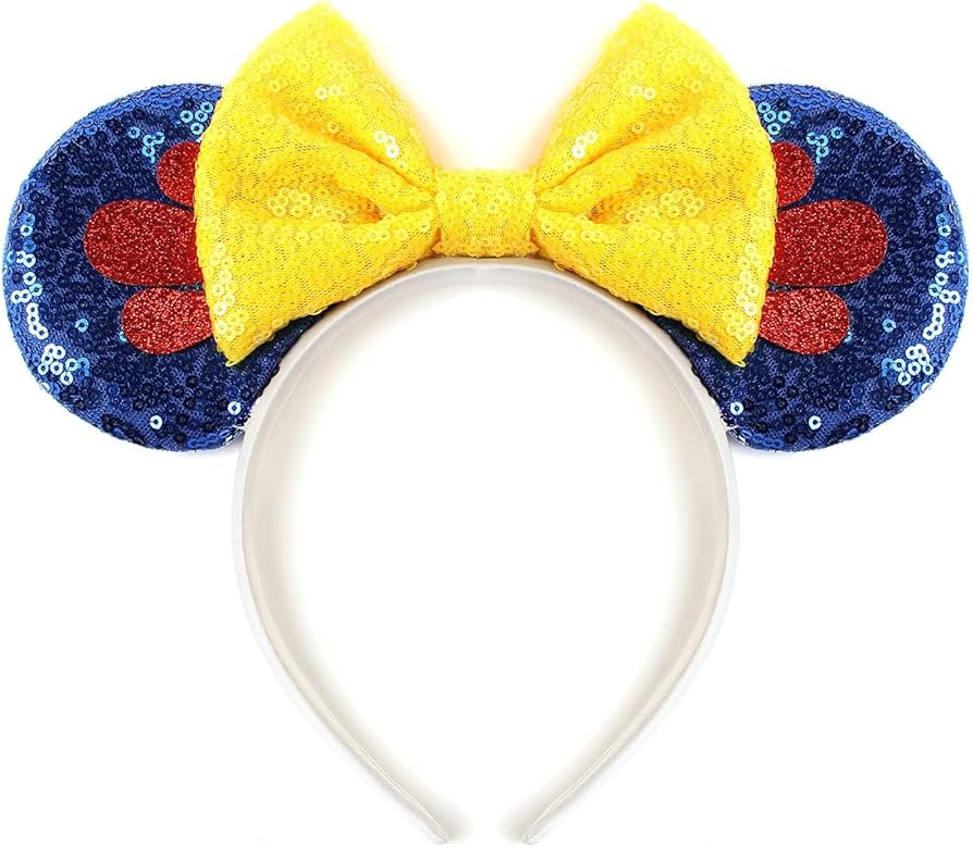 JIAHANG Mouse Ears Headband Sequin Bow Hair Hoop, Masquerade Party Decoration Princess Costume Headwear Accessories for Women Girls | Amazon (US)