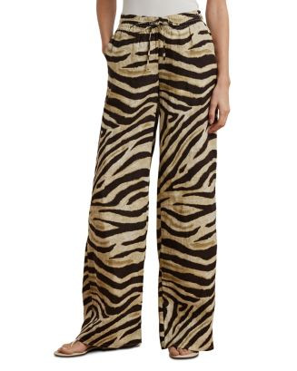 Zebra Print Linen Wide Leg Pant | Bloomingdale's (US)