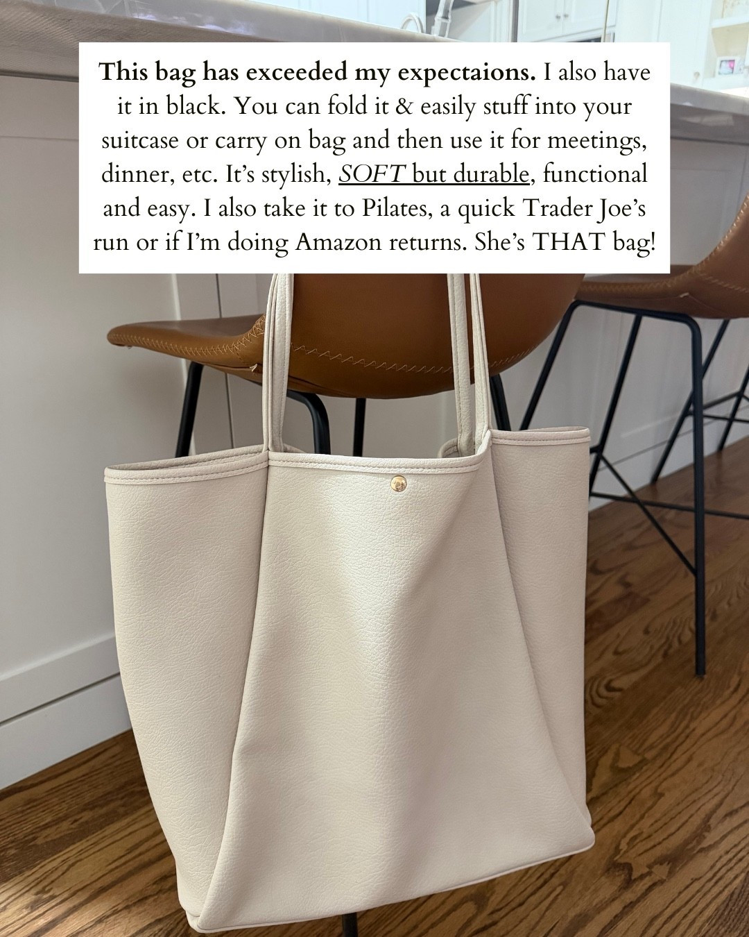 I have this in 2 colors 
It’s durable but soft
I use it ALL THE TIME
I use it for work trips