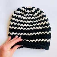 striped Wool Beanie - Hand Knit Winter Hat | Etsy (US)