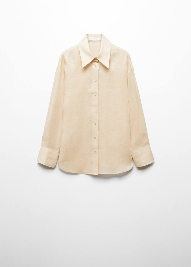 Linen shirt with bow detail -  Women | Mango USA | MANGO (US)
