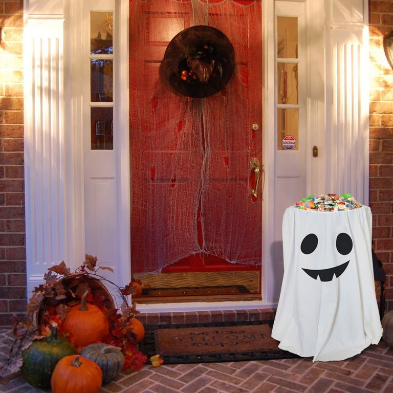 Halloween Candy Basket White Ghost Tablecloth For Candy Bowl Holder Decorations | Walmart (US)