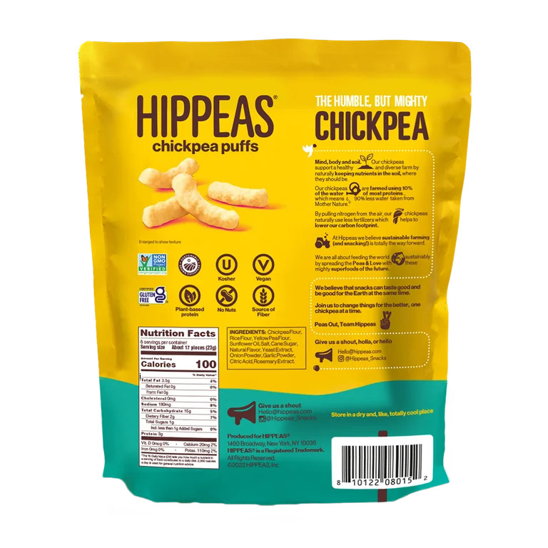 HIPPEAS Chickpea Puffs, Vegan White Cheddar, Gluten-Free, 0.8 oz Bag, 6 Ct | Walmart (US)