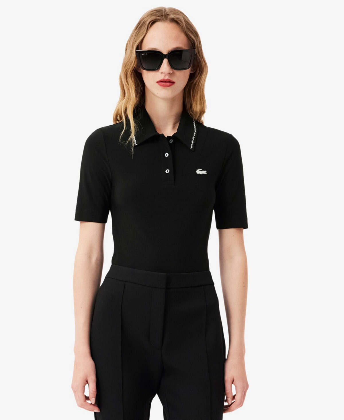 Lacoste Usa Women's Slim Fit Polo Shirt - Black | Macy's