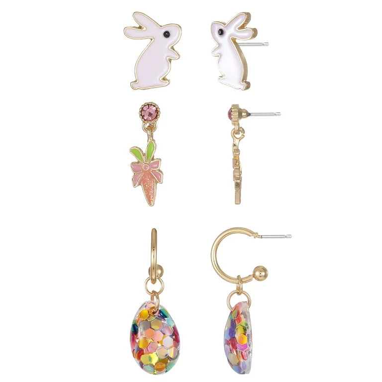 Way to Celebrate Easter Mixed Hoop and Stud Earring Set | Walmart (US)