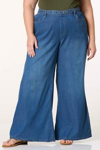 Plus Size Belted Wide Leg Chambray Pants | Cato Fashions