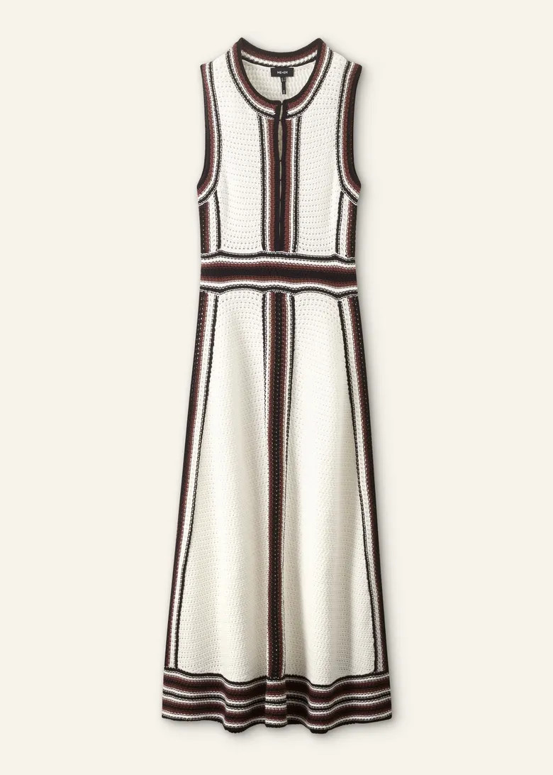 Crochet Stripe Panelled Midi Dress | ME+EM Global (Excluding US)