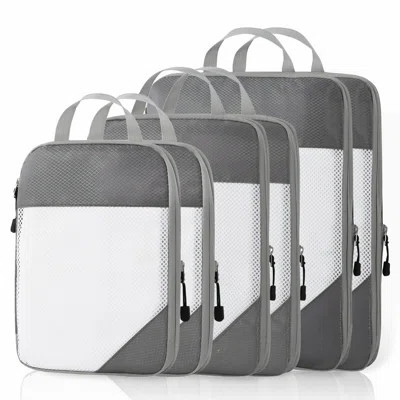 6 Set Compression Packing Cubes, Packing Cubes For Travel Compression, Compressible Packing Cubes Travel Essentials, Packing Organizers, Grey | Wayfair North America