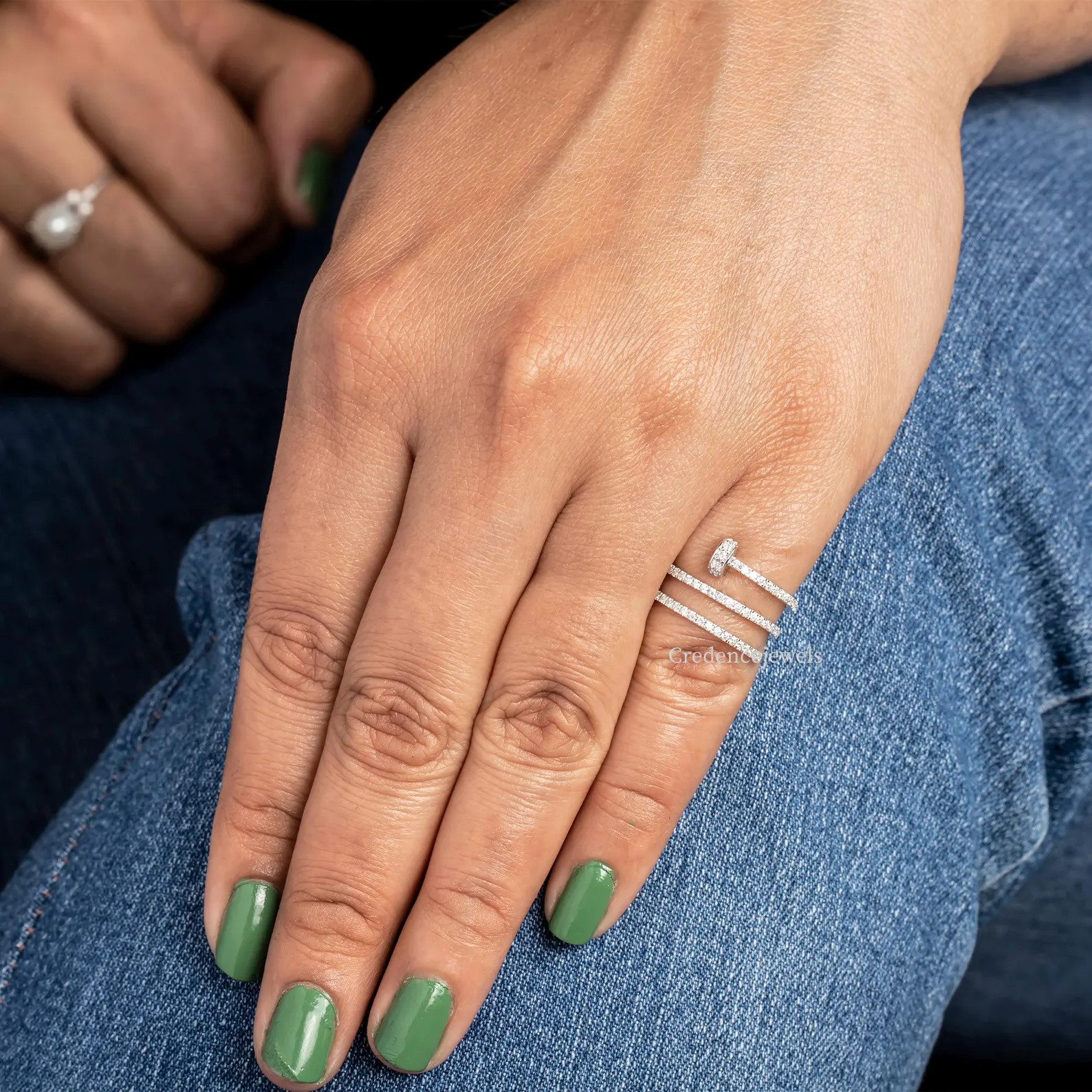 Spiral Wrap Around Diamond Ring, Open Wrap Spiral Nail Ring, Full Eternity Band, Round Diamond Na... | Etsy (US)