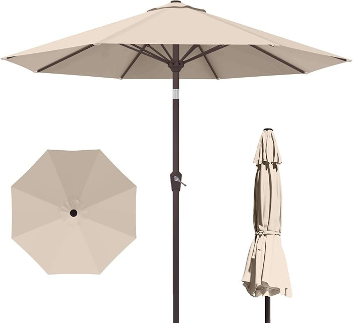 PatioKingdom 10FT Patio Umbrella with Push Button Tilt and Crank, Outdoor Market Umbrella with 8 ... | Amazon (US)