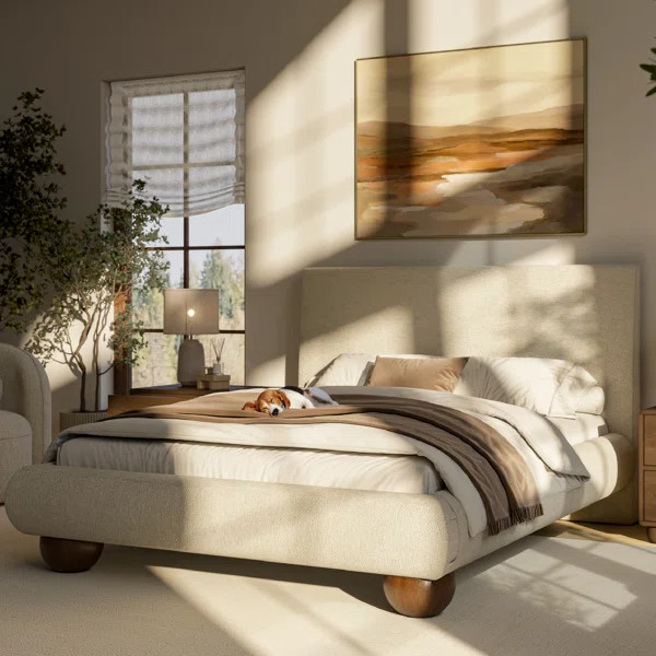 Sassari Queen Upholstered Solid Wood Bed with Ball Feet | Wayfair North America