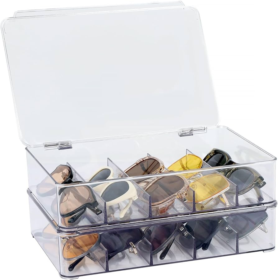FORUP Eyeglass Case Storage Organizer, Plastic Stackable Sunglasses Organizer, Sunglass Glasses S... | Amazon (US)