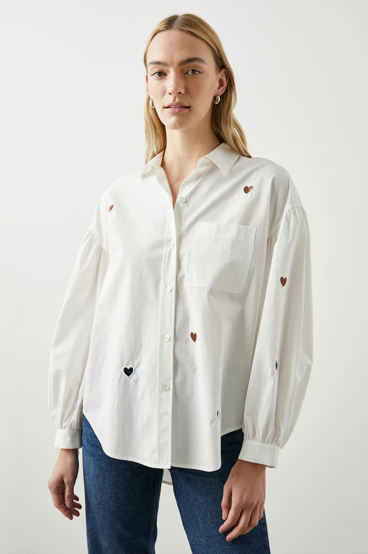 JANAE SHIRT - WHITE EYELET HEARTS | Rails