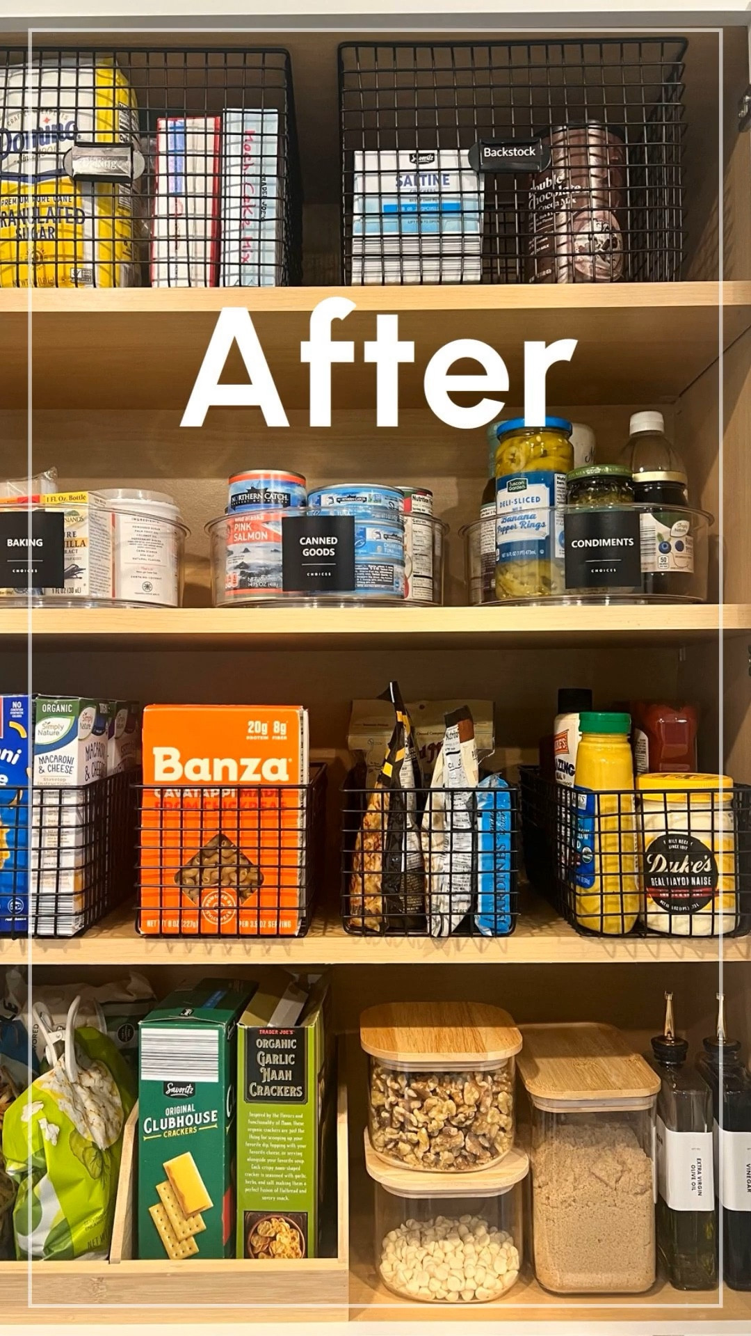 they didn’t have a pantry, so we used this cabinet instead
just grouped things in a way that makes sense and added a few bins

#LTKfoodie #LTKHome