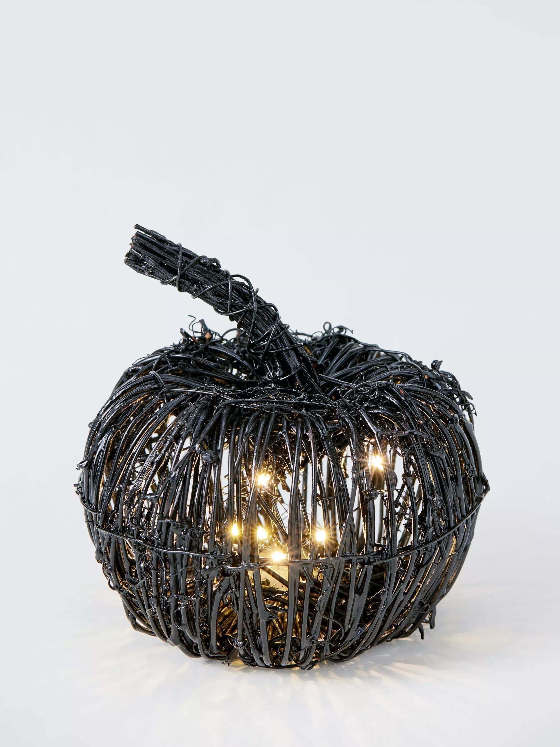 Small Wicker LED Pumpkin Indoor Light, Black | John Lewis (UK)