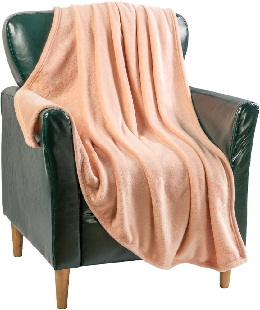 Flannel Blanket Fleece Throw Queen Size Blush Rose Pink All Season Lightweight Plush Cozy Super S... | Amazon (US)