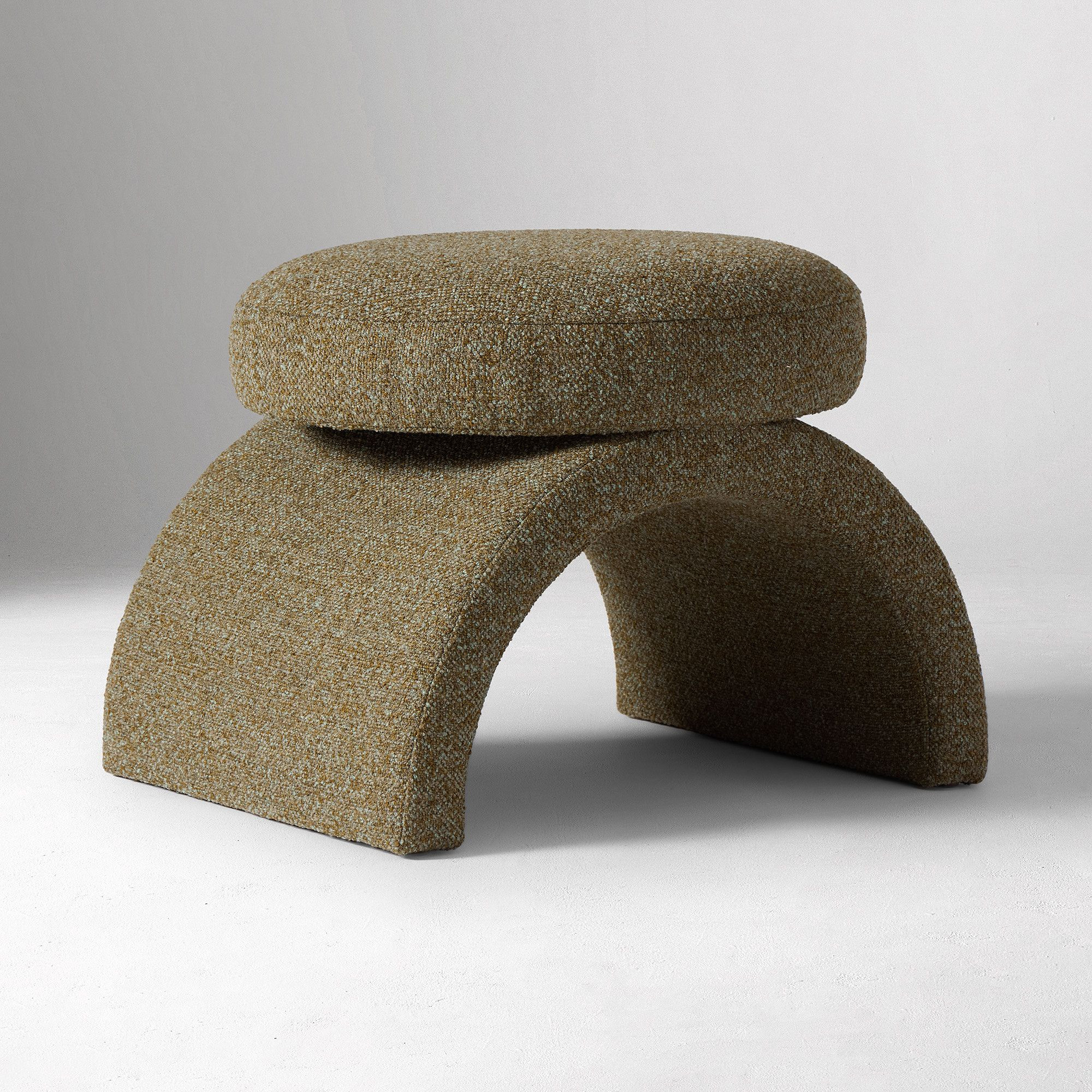 Pierce &amp; Ward Arched Ottoman Poly, Performance Woven Boucle Fern | West Elm (US)