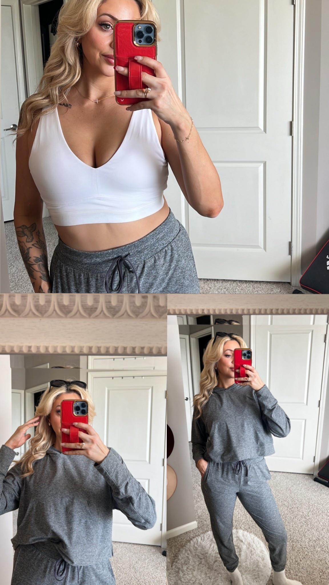 Wearing a small in sports bra and cropped hoodie. Wearing a medium in the pants.

Measurements: 32DD, 26/27 waist, 5’7

#LTKStyleTip #LTKActive