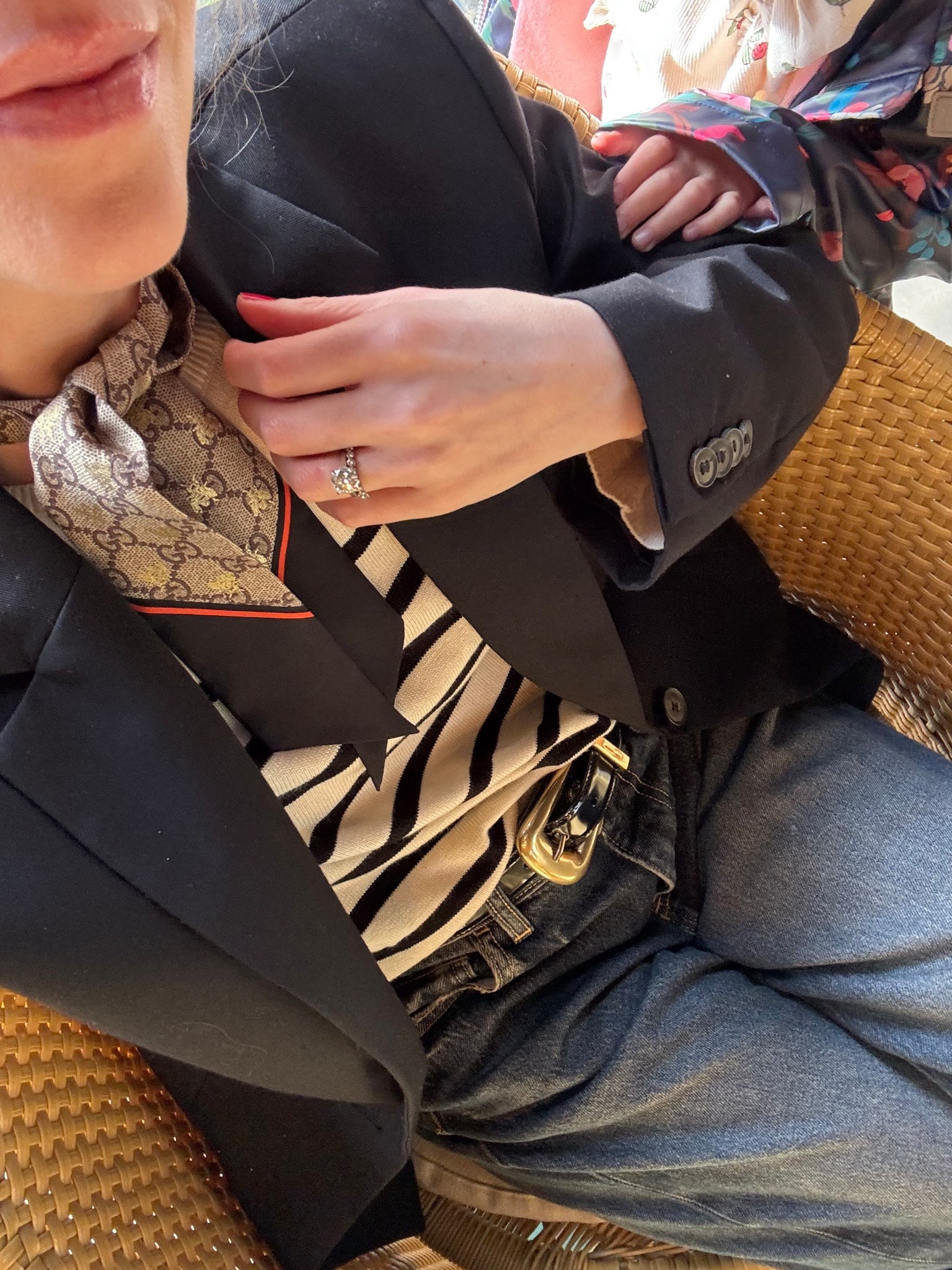 Brunch look, vacation style, Gucci silk scarf, black blazer, Saint Laurent belt, @Zara dark wash jeans

#LTKdayinmylife #LTKSeasonal #LTKTravel