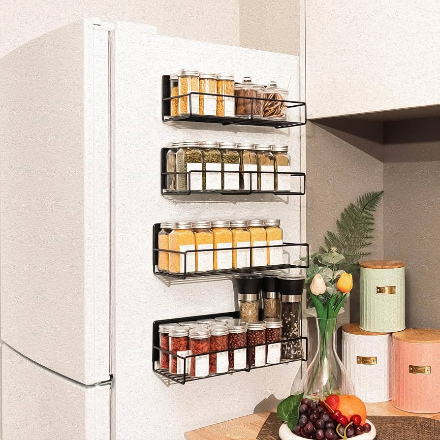Strong Magnetic Spice Rack For Refrigerator, Large Size Space Saving Organizer, Durable Shelf for... | Amazon (US)