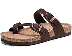 FITORY Women's Slide Sandals with Soft Cork Footbed, Comfort Arch Support Flat Sandals for Summer... | Amazon (US)