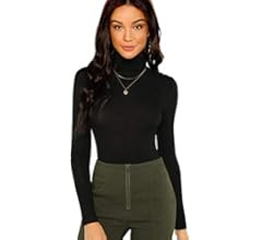 Floerns Women's Long Sleeve Slim Fit Turtleneck Basic T-Shirts | Amazon (US)