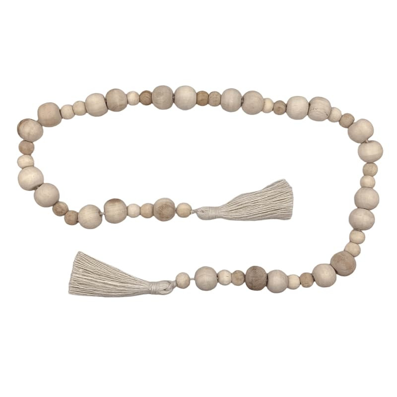Natural Wood Beaded Garland, 43" | At Home