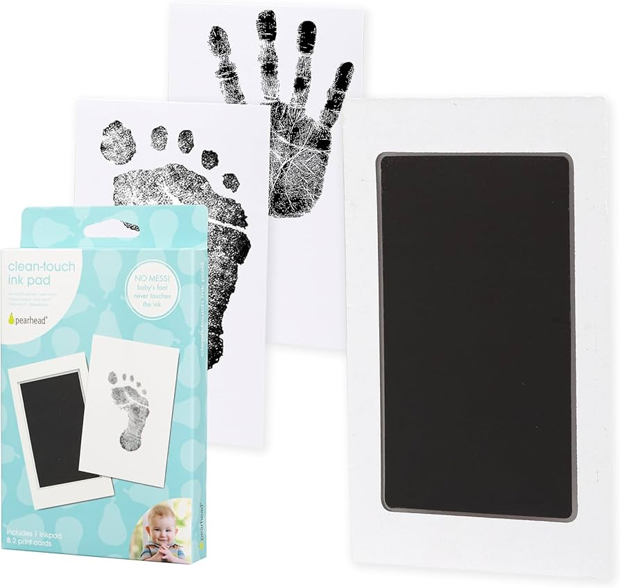 Pearhead Newborn Baby Handprint and Footprint Kit - No Mess Clean-Touch Ink Pad With Impression C... | Amazon (US)
