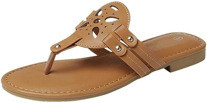 TruFox Women's Medallion Flat Sandals Comfortable Soft Cushion Slide Slip on Summer Beach Thong F... | Amazon (US)