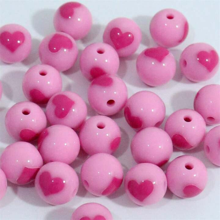 12mm 30pcs Colorful Heart Shaped Acrylic Ball Bracelet Necklace Phone Chain DIY Jewelry Accessori... | SHEIN