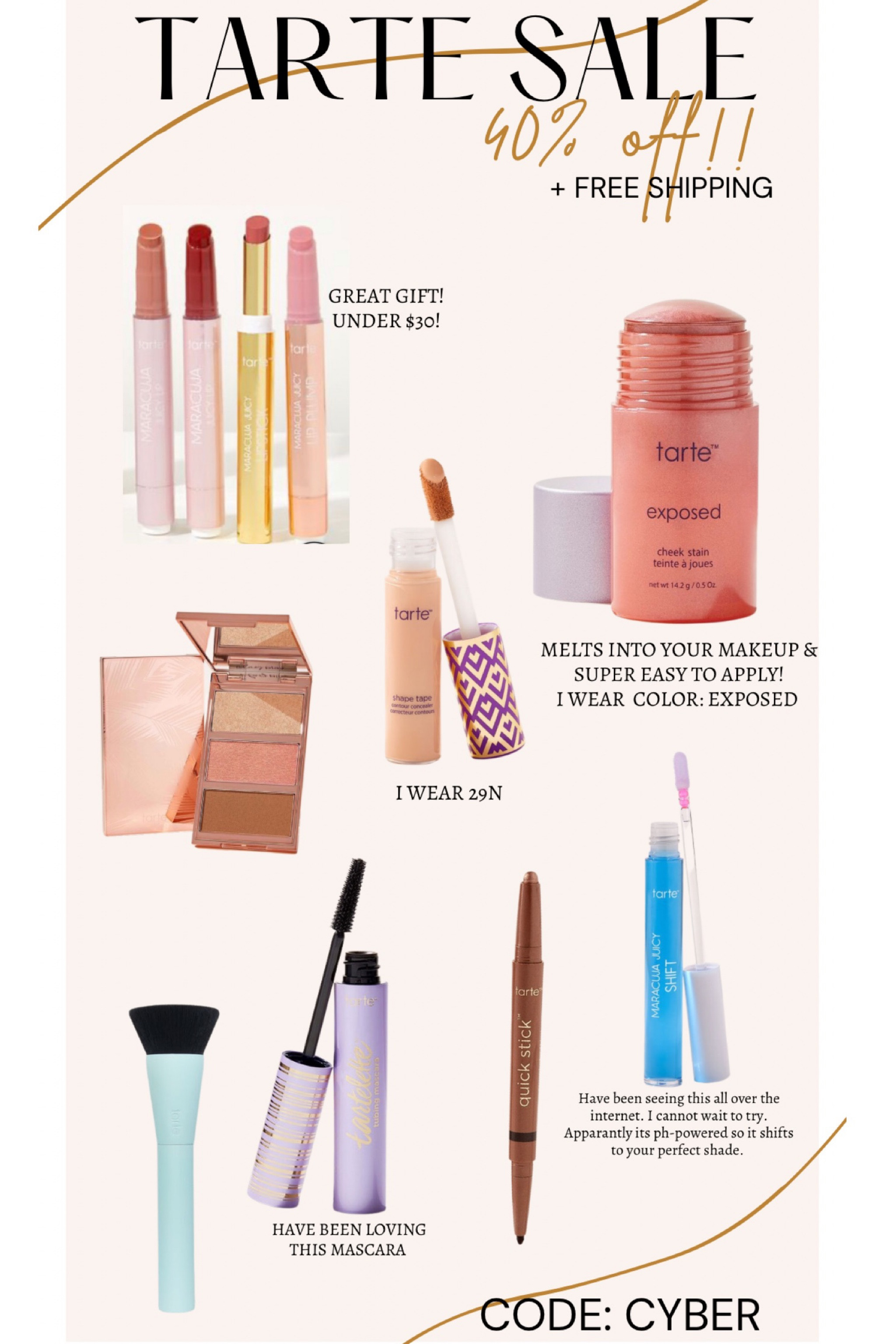 Tarte beauty cyber Monday sale!! 40% off + free shipping!! Code: CYBER




#LTKbeauty #LTKHoliday #LTKsalealert