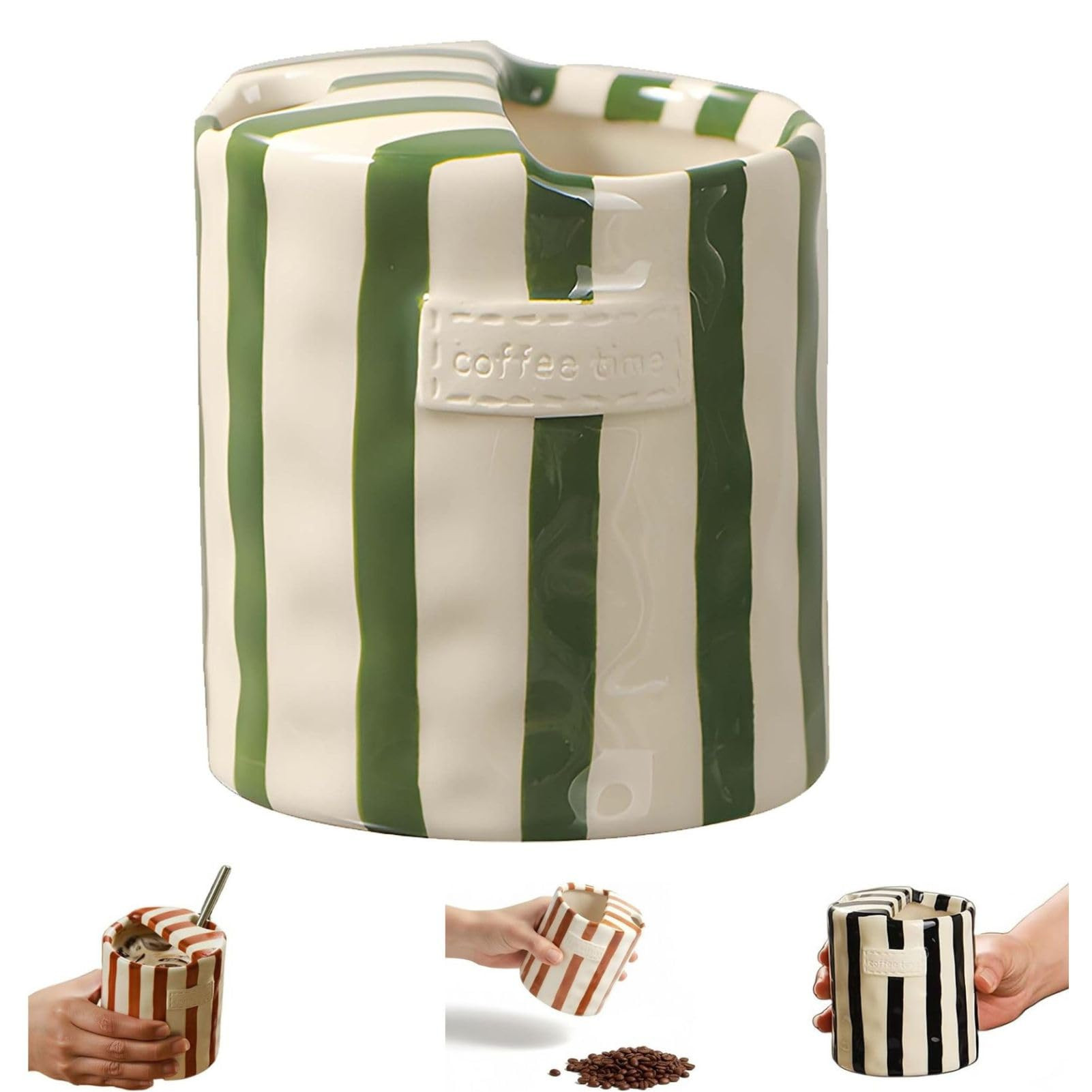 Ceramic Coffee Mug,Ceramic Mug,Retro Striped Ceramic Mark Hand-Painted Cup,10 oz Coffee Mug,Ceram... | Amazon (US)