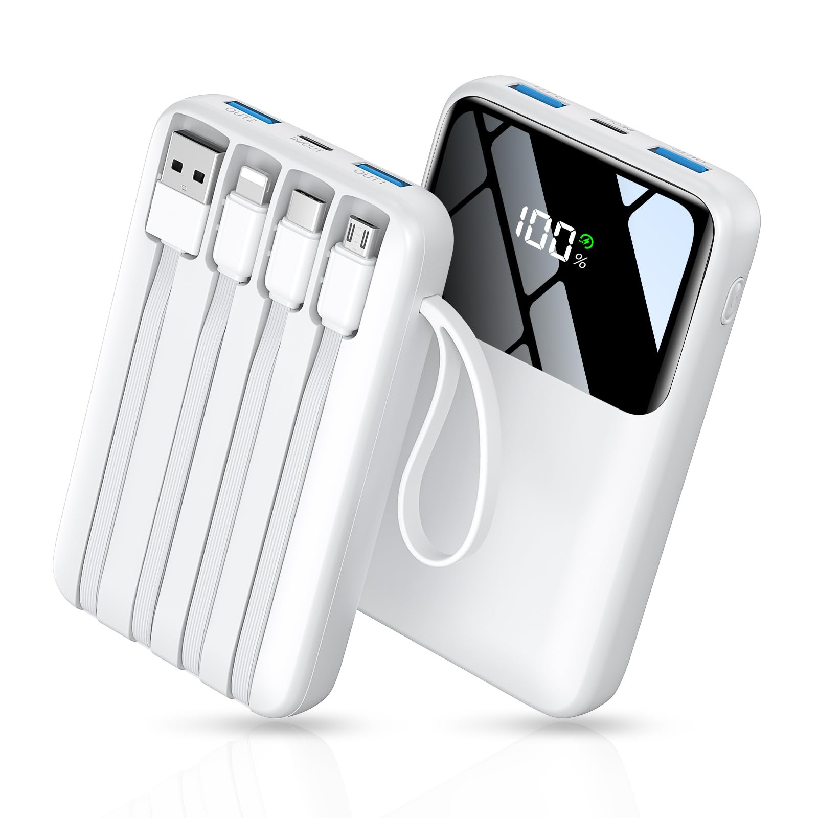 Power Bank, 15000mAh Portable Charger with Built in Cable, 22.5W Fast Charging, 6 Outputs, Slim T... | Amazon (US)