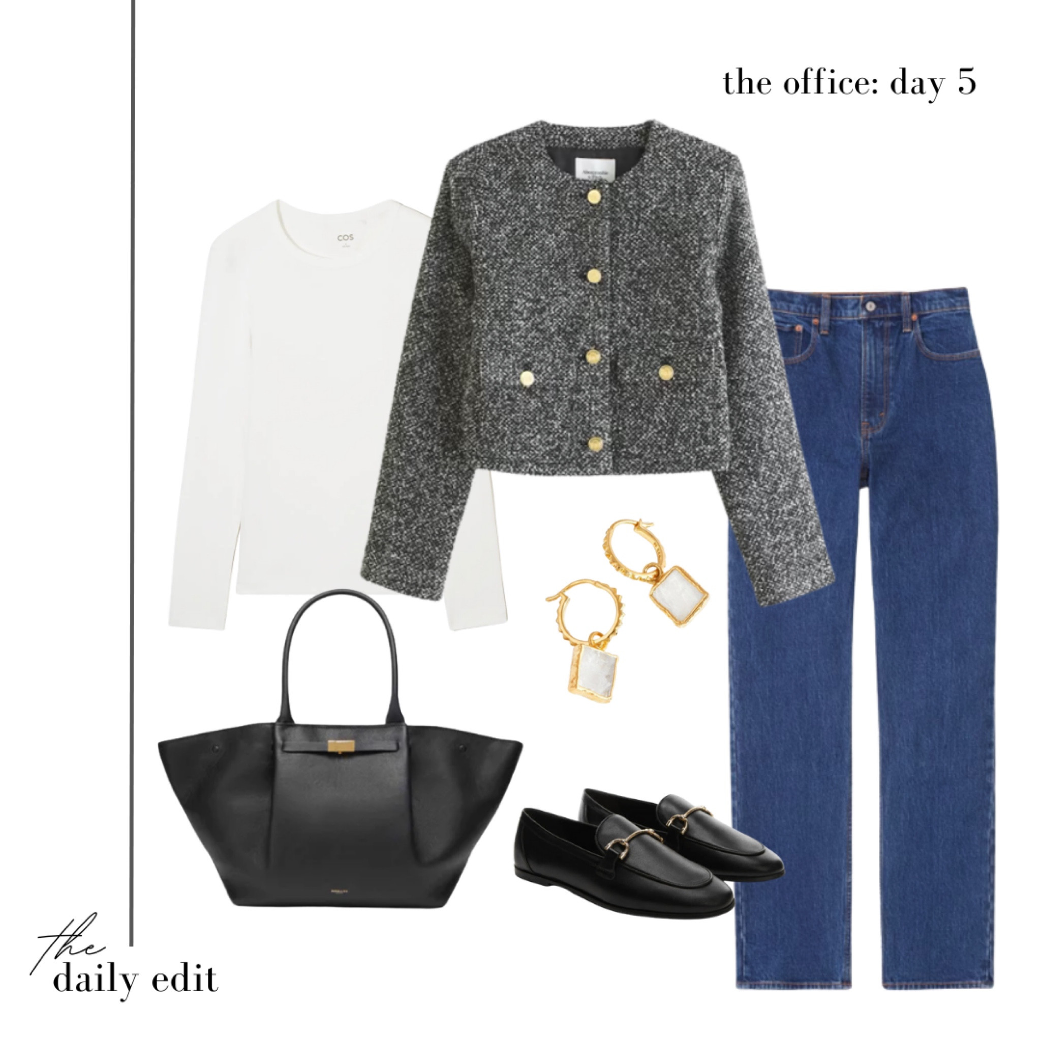 5 days of office outfits: Day Five 💼

What to wear to work, office outfits, women’s eyewear, grey jacket, boucle jacket, Chanel inspired, Abercrombie & Fitch denim, A&F sale, COS basics, white T-shirt, DeMellier London bag, tote bag, work bag, black loafers, workwear, Mango new in, neutral outfit, timeless style, casual smart, gold jewellery, Missoma earrings, smart casual, transitional style 

#LTKxAFeurope #LTKstyletip #LTKeurope