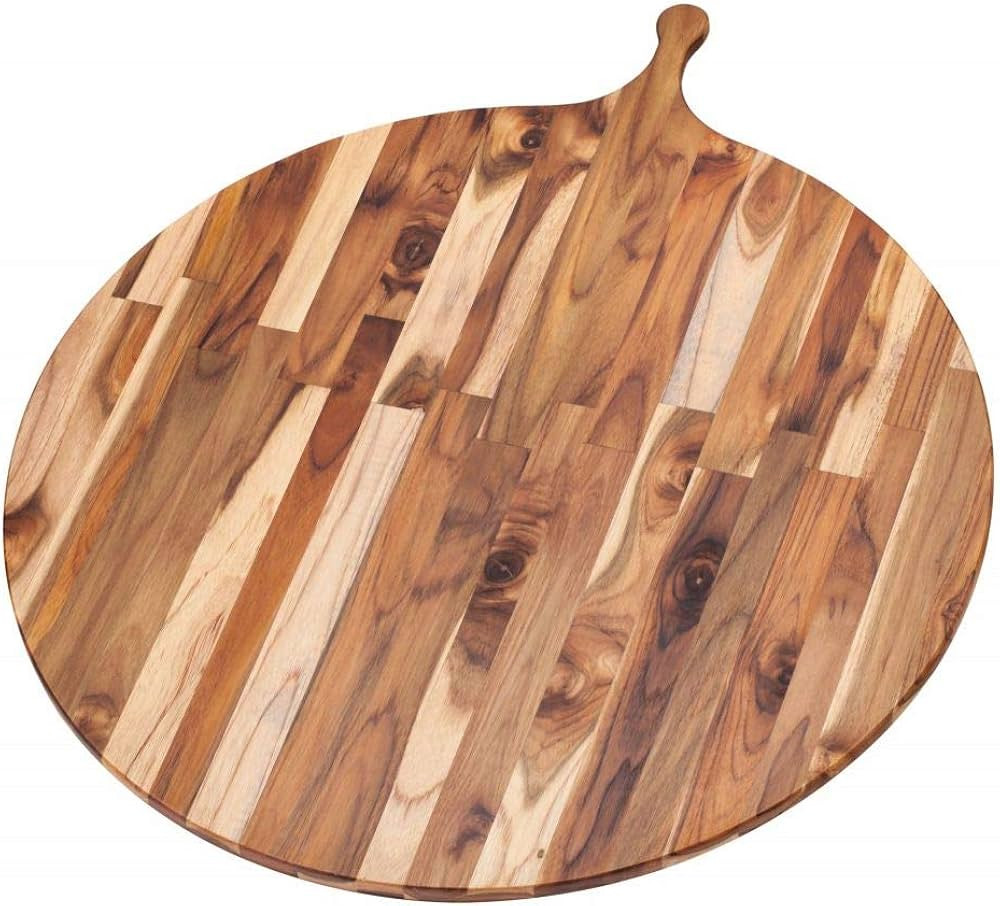 TeakHaus Edge Grain Atlas Large Round Serving Board with Handle | Amazon (US)