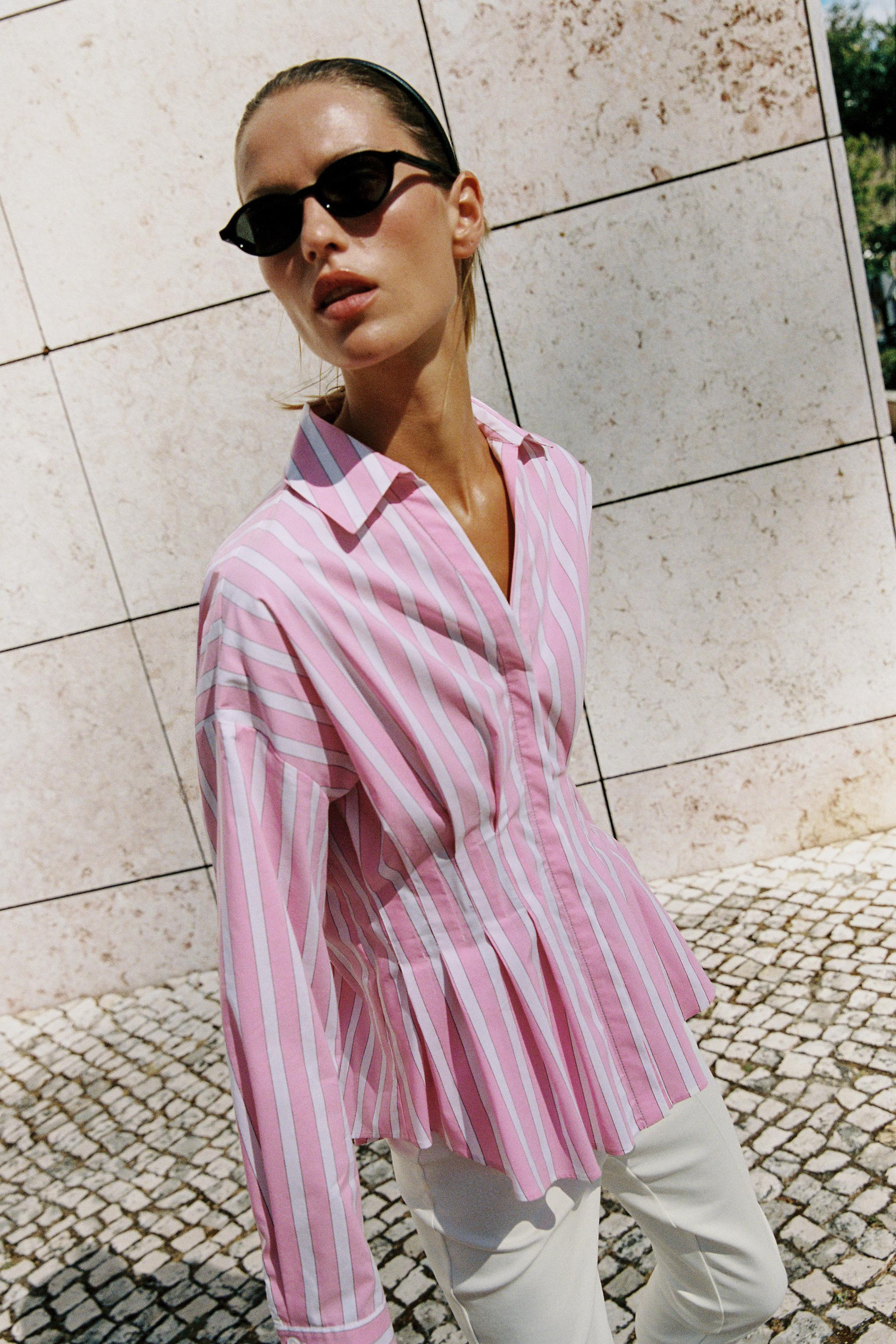 STRIPED PLEATED SHIRT | Zara US