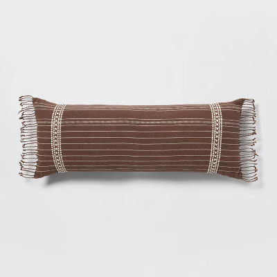 Oblong Oversized Stripe Fringe Decorative Throw Pillow Brown - Threshold™ | Target