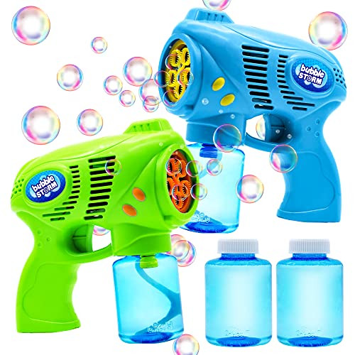 JOYIN 2 Bubble Guns with 2 Bottles Bubble Refill Solution (10 oz Total) for Kids, Bubble Blower for  | Amazon (US)