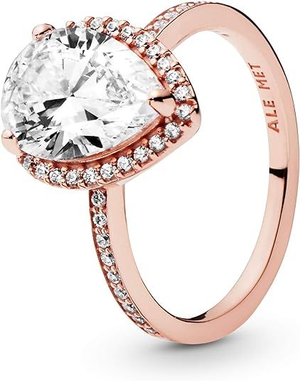 Pandora Jewelry - Sparkling Teardrop Halo Cubic Zirconia Ring - Gift for Her - Pandora Rose | Amazon (US)