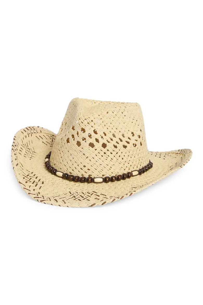 Beaded Detail Straw Cowboy Hat (Women) | Nordstrom | Nordstrom