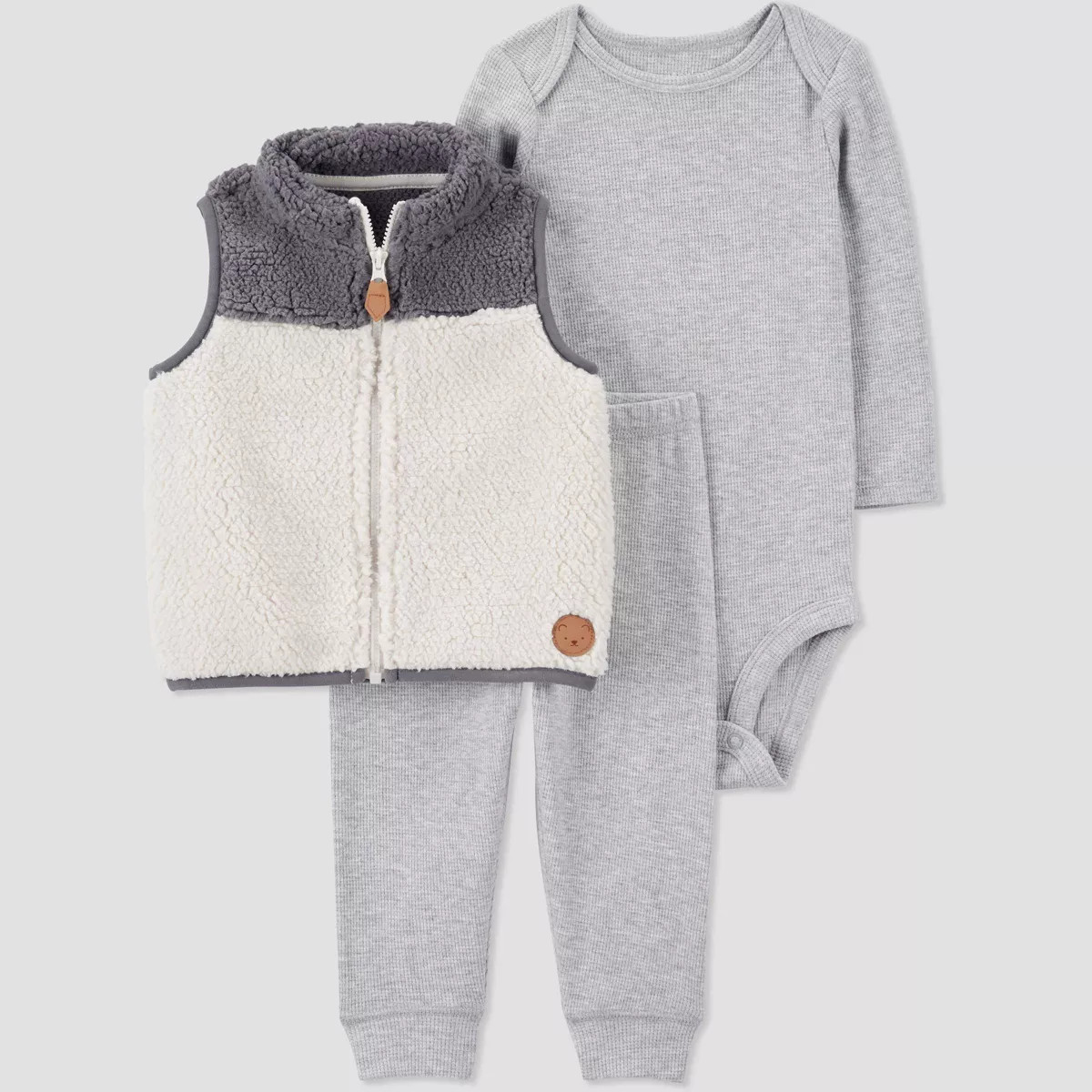 Carter's Just One You®️ Baby Boys' Colorblock Vest 3pc Top & Bottom Set - Cream/Gray | Target